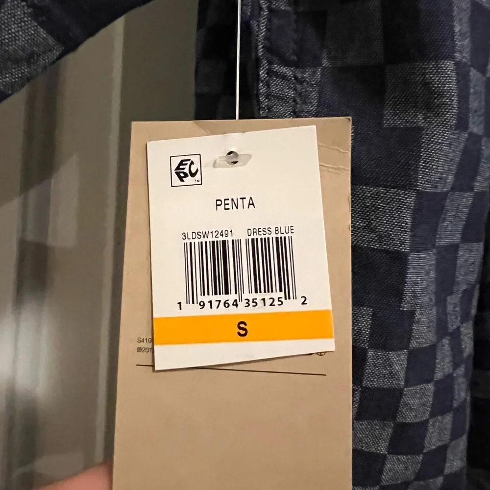 NWT Levi's Men's Penta Short Sleeve Woven Shirt, Dress Dark Blue & Grey, Small - Picture 7 of 10